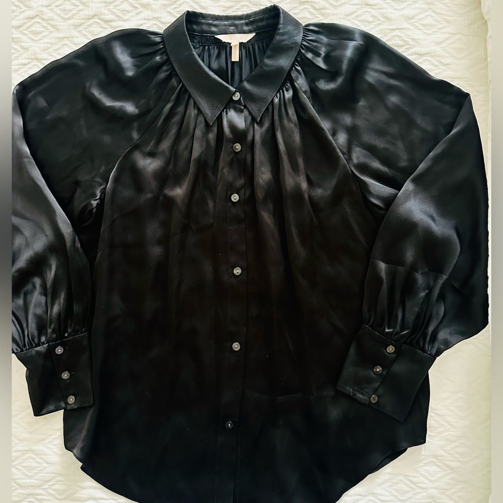 Rebecca Taylor Black Button Down Silk Blouse - Women size 10